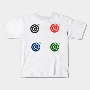 red blue green black target design Kids T-Shirt